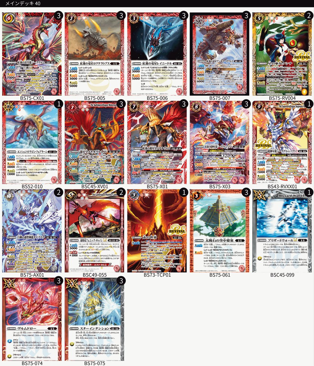 バトスピ 紅蓮契約 デッキ パーツ BS75】 紅蓮契約 3コンセット 17種 51枚【紅蓮の雷皇龍ジークヴルム