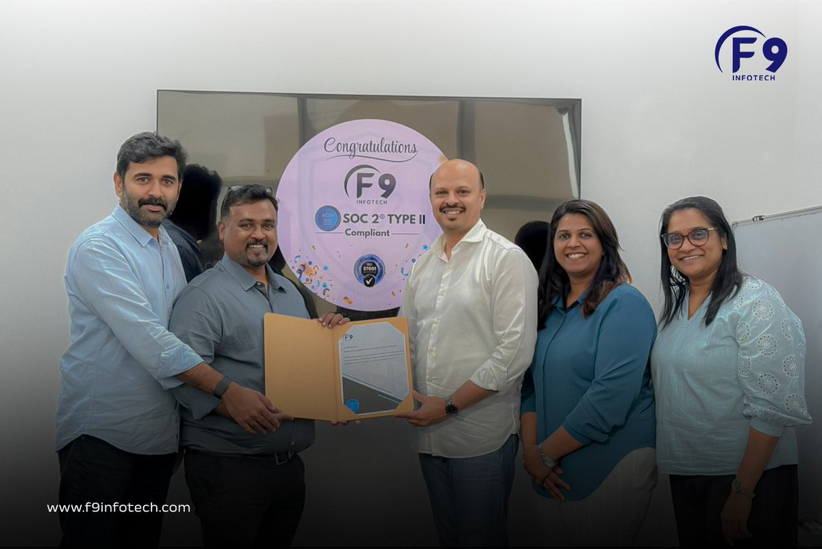F9Infotech's tweet photo. 🎉 Milestone Achieved!

F9 Infotech is now SOC 2® Type II Compliant ✅
This reinforces our commitment to secure, reliable, and compliant technology solutions you can trust.

Partner with a security-first, compliance-ready team.
📩 Let’s connect.

#SOC2TypeII #CyberSecurity https://t.co/8kQKp4MPYc