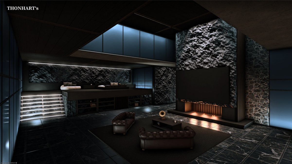 parkerthonhart's tweet photo. Meridian [L]

A modern penthouse with rough stone accent walls contrasted by sleek linear lighting over ultra-dim ambience.

Updated with Stone Bathroom.

More pics: https://t.co/goTuuof7yq

#ffxivhousing  #ff14housing #FF14ハウジング #hgxiv #HousingEden https://t.co/nLOTM8tybc