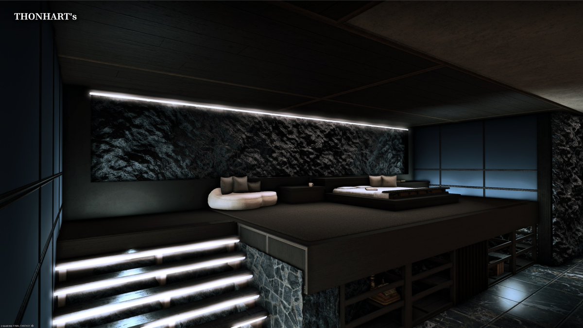 parkerthonhart's tweet photo. Meridian [L]

A modern penthouse with rough stone accent walls contrasted by sleek linear lighting over ultra-dim ambience.

Updated with Stone Bathroom.

More pics: https://t.co/goTuuof7yq

#ffxivhousing  #ff14housing #FF14ハウジング #hgxiv #HousingEden https://t.co/nLOTM8tybc