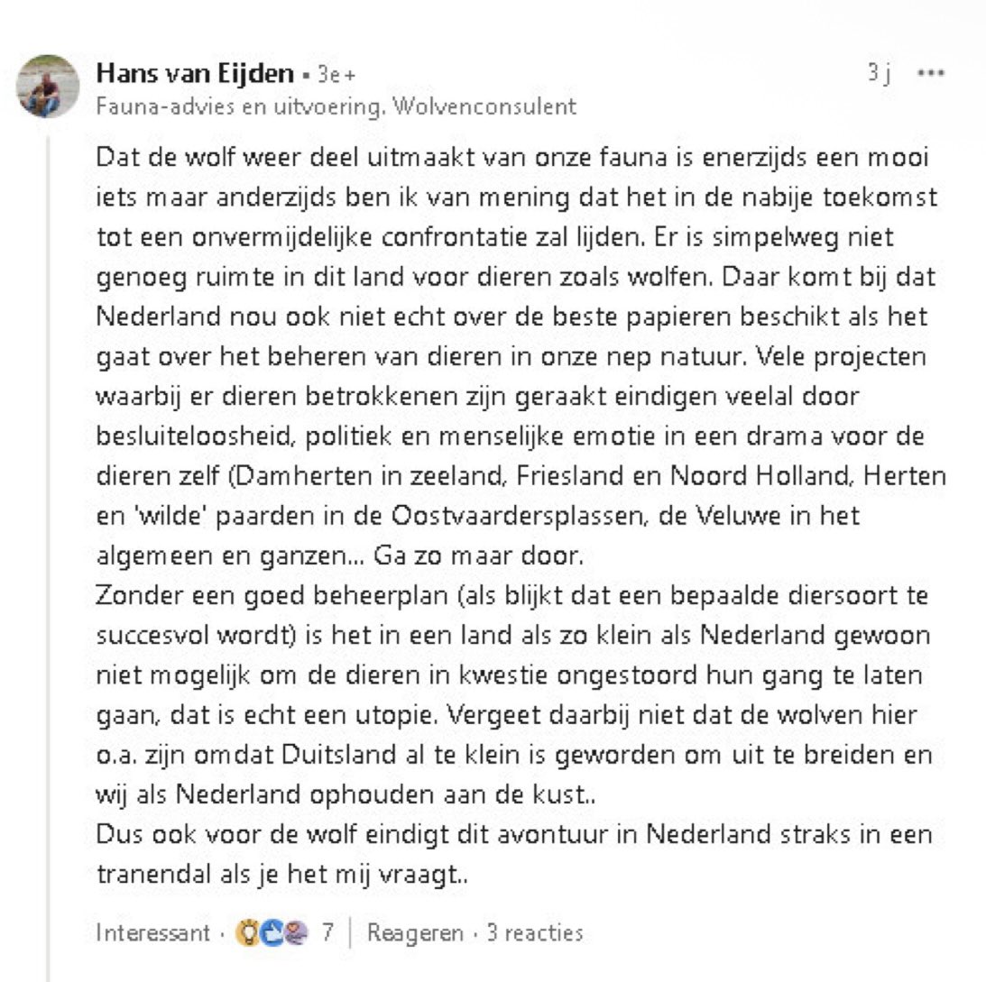 Wolvenconsulent🧢faunabeheerder🧢Provincie #Utrecht,wolvencoordinator Utrecht Zoogdiervereniging🧢Hans van Eijden,wanneer ga je dit nou eens tijdens #wolf lezing op podium vertellen? Een aantal jaren geleden dacht je blijkbaar nog heel anders over wolf haha🤡🤑<a href="/MirjamSterk/">Mirjam Sterk</a>