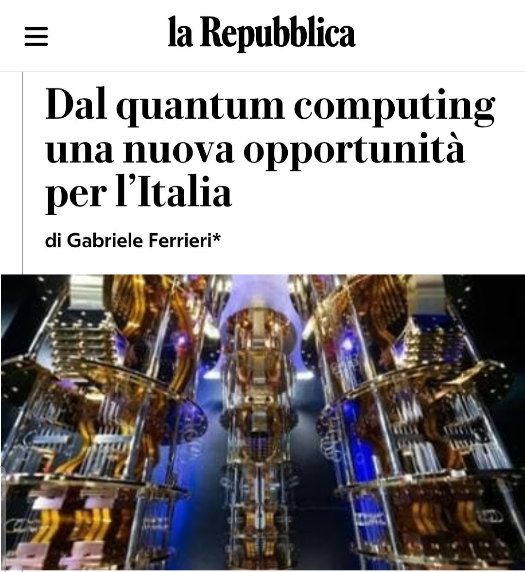 gabferrieri's tweet photo. 📌 Dal #quantum computing una nuova opportunità per l’Italia. Sono lieto di diffondere il mio nuovo contributo pubblicato sulla @repubblica - @ITItalianTech. Un grazie particolare al Direttore Ferrazza.

🇮🇹🇪🇺 Le tecnologie #quantistiche sono la nuova infrastruttura critica del XXI secolo, capaci di ridefinire #sicurezza, competitività industriale, #farmaceutica, #finanza e difesa. E per una volta abbiamo una strategia nazionale che unisce politica, industria e ricerca.

Scopri di più 🌍👇 https://t.co/gQBYwmnQlm
