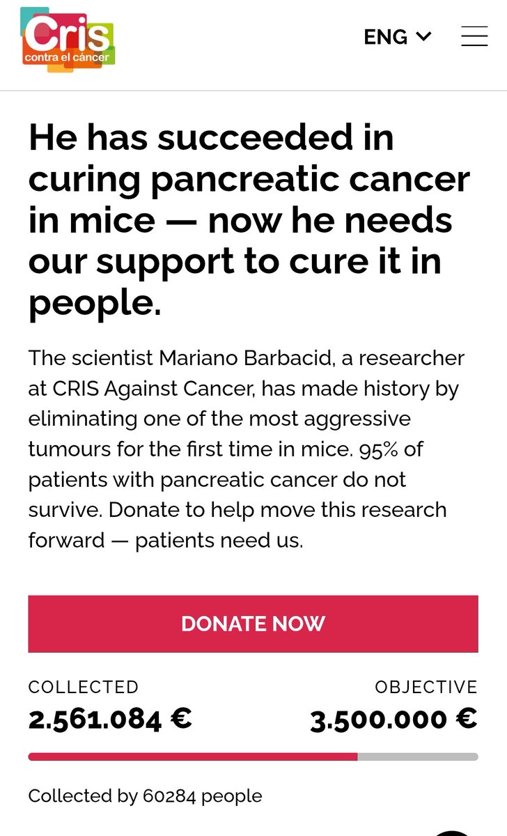 1 MILLION LEFT🥺
If you want to donate to help fighting cancer, here's the link: 
criscancer.org/barbacid/index…