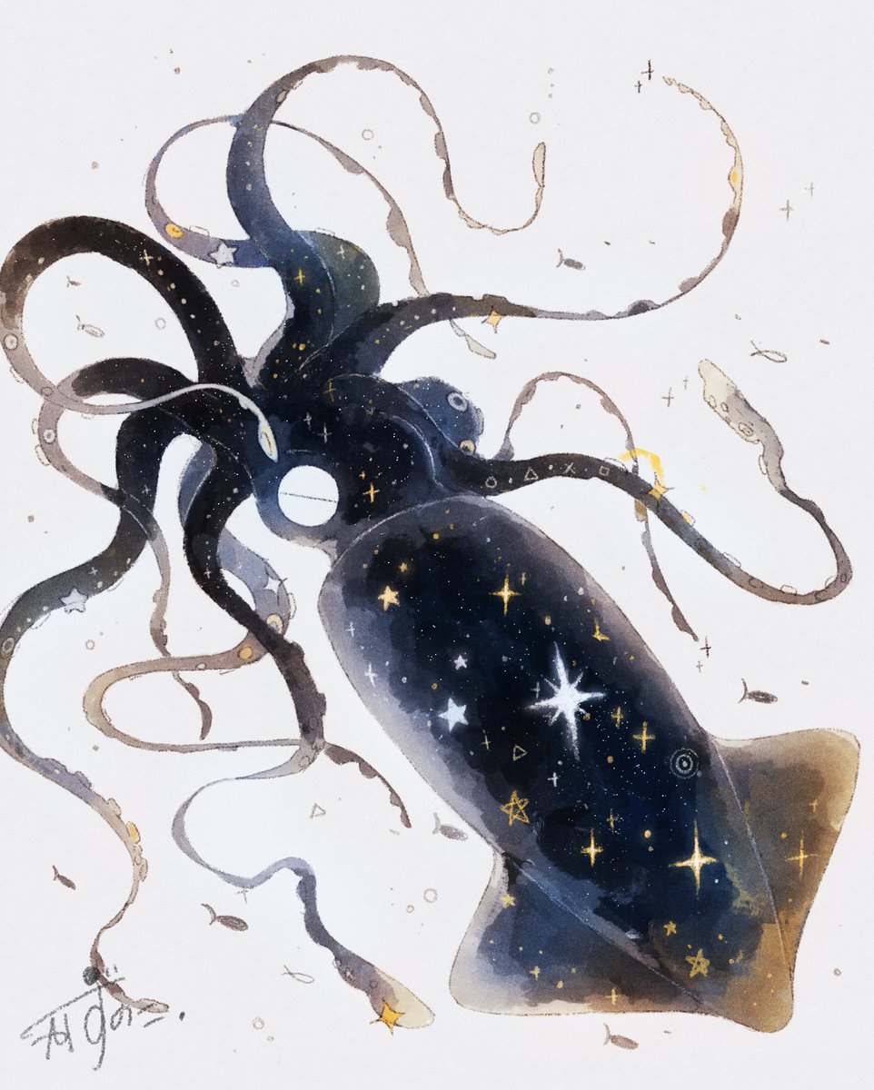 kazunoko_zunoco's tweet image. 星を飲んだイカ