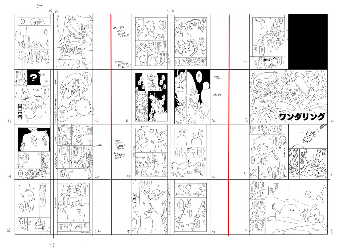 デジタルでネーム作る時、一々ページファイルを切り替えたくないのでアナログでやってたミニネーム形式で最近は切ってる 脳の負荷が軽くて良いんだこれ 問題はこのまま見てもらうと編集さんに負荷がかかりそうなこと 