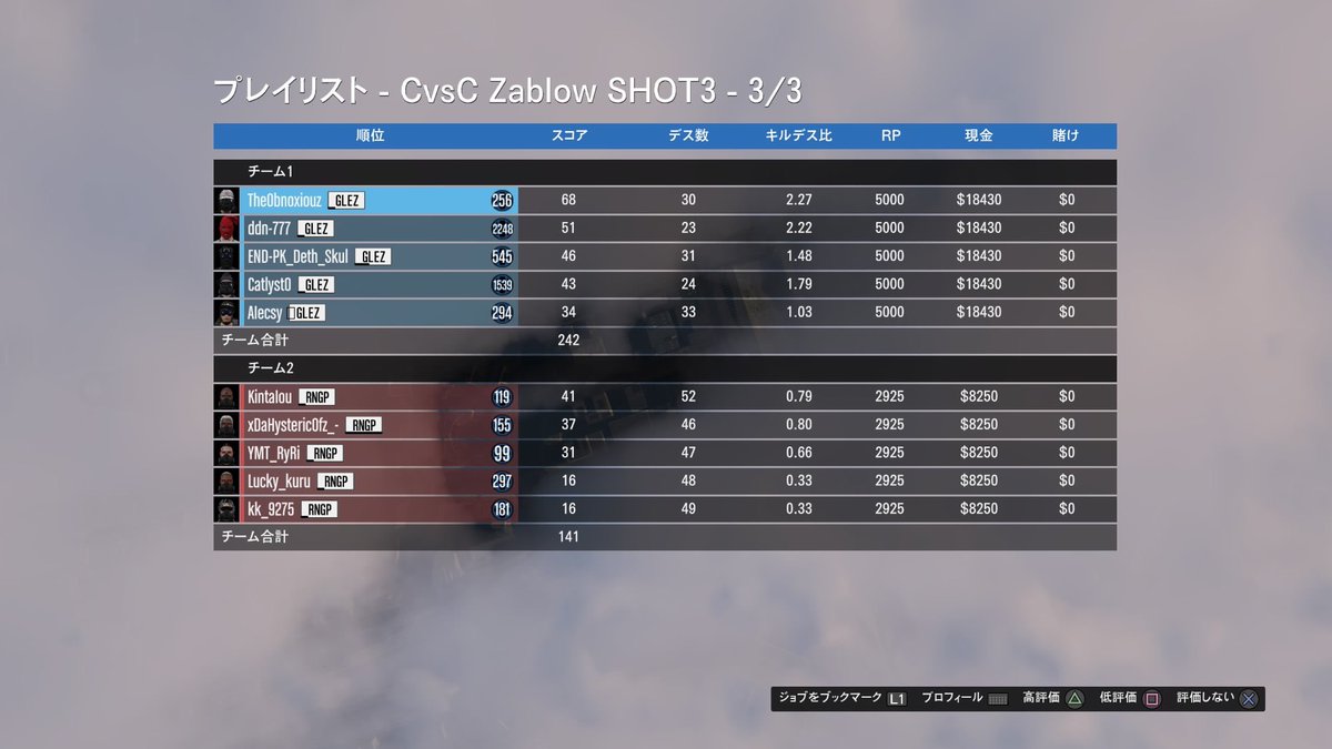 GLEZ vs RNGP
5 on 5
3勝

3年ぶりのクルー戦でした！
ありがとうございました😊