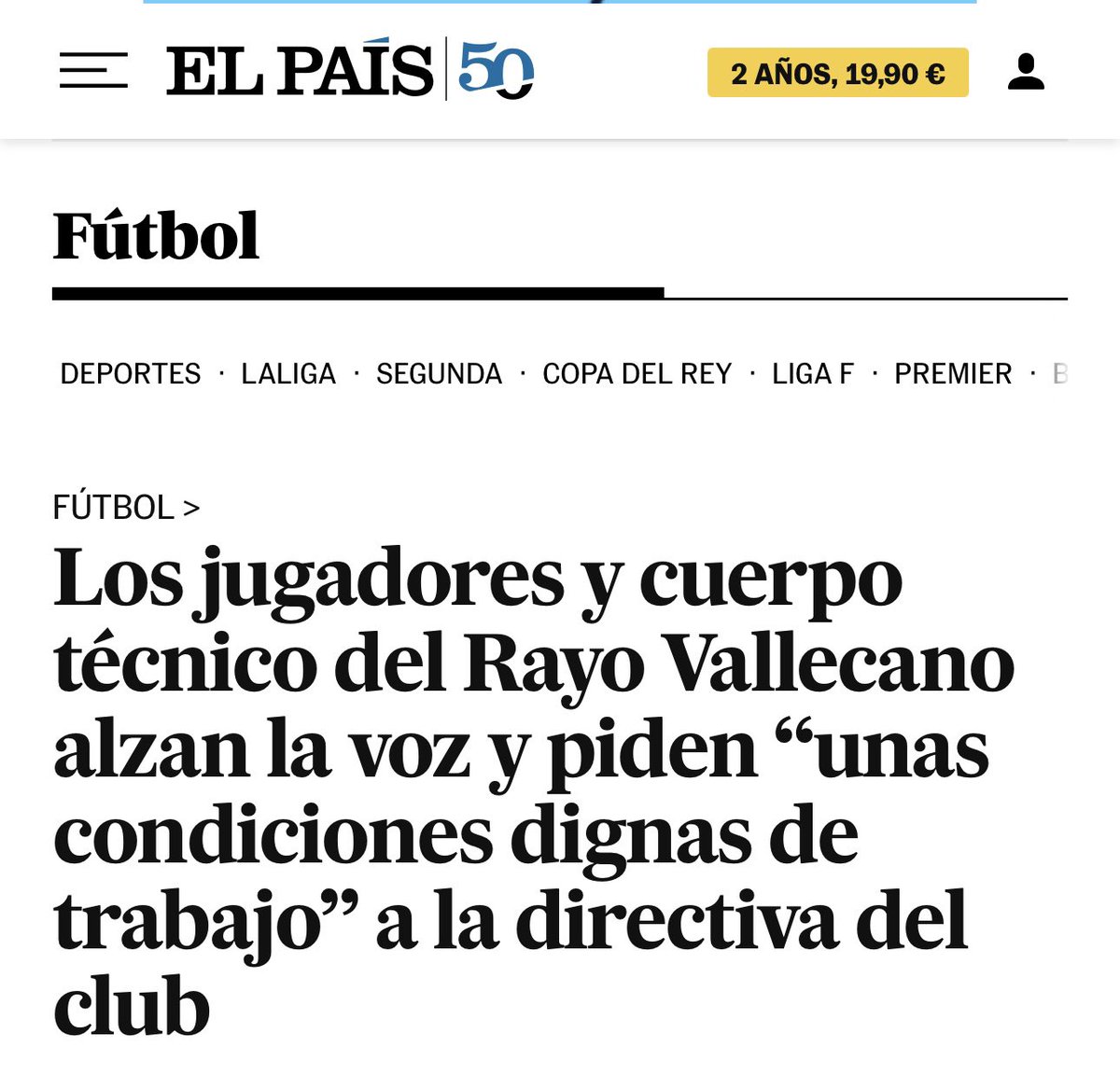 Queremos mostrar nuestro apoyo a jugadores y cuerpo técnico del Rayo Vallecano en su reclamación de unas condiciones de trabajo dignas. 

Un club histórico y referente de Vallecas merece instalaciones y medios a la altura de su profesionalidad y de su afición <a href="/RayoVallecano/">Rayo Vallecano</a>.