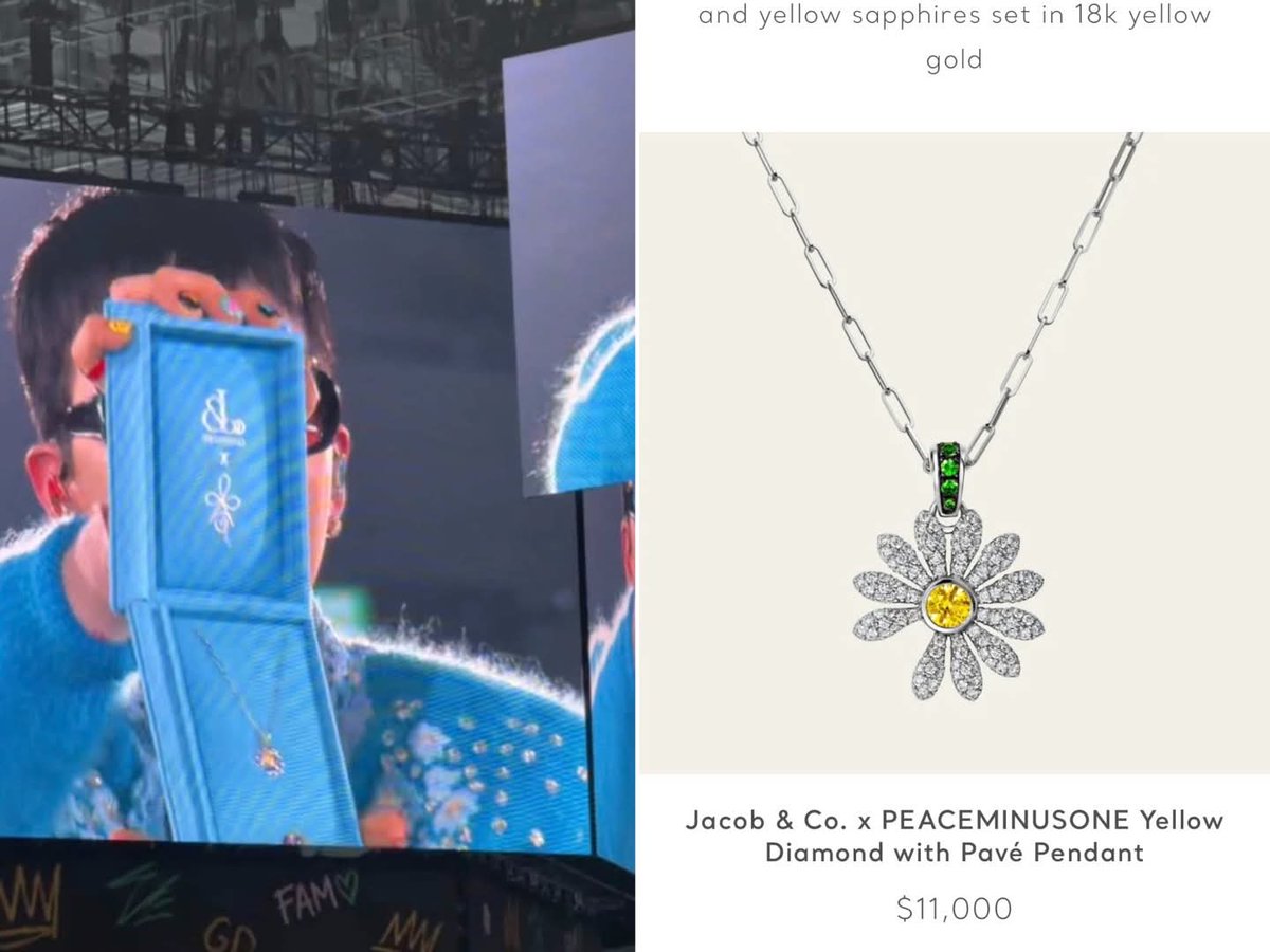 At the recent fan meeting, #GDRAGON from #BIGBANG presented a limited edition Jacob &amp; Co necklace to a fortunate fan. The necklace is valued at $11,000.
