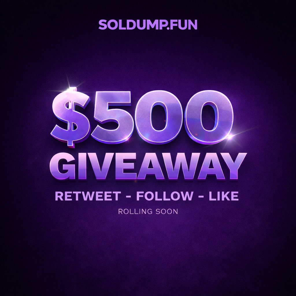 💰$500 Twitter Giveaway - 5 winners, $50 each!

✅Follow <a href="/soldumpdotfun/">soldump</a>
✅Like &amp; Retweet
✅Tag a friend And Drop Sol ADDY

Make sure to keep an eye on our twitter, we've got a lot of things to share with you guys!👀