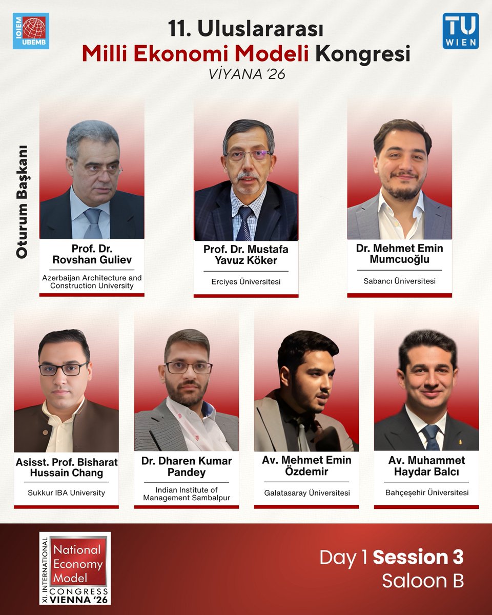 11. Uluslararası Milli Ekonomi Modeli Kongresi (Viyana '26) 

1. Gün, 3. Oturum Programı:
