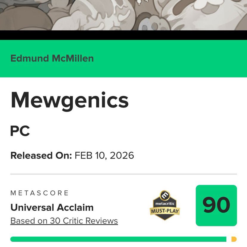 Dansgaming's tweet photo. Mewgenics is getting really good reviews!

It’s a turn based RPG focused on cats! You breed cats and manipulate their genetics to make the ultimate cat army to send into tough battles.🐈‍⬛🐈

It’s from Super Meat Boy creator @edmundmcmillen! https://t.co/sZfZGAiIfz