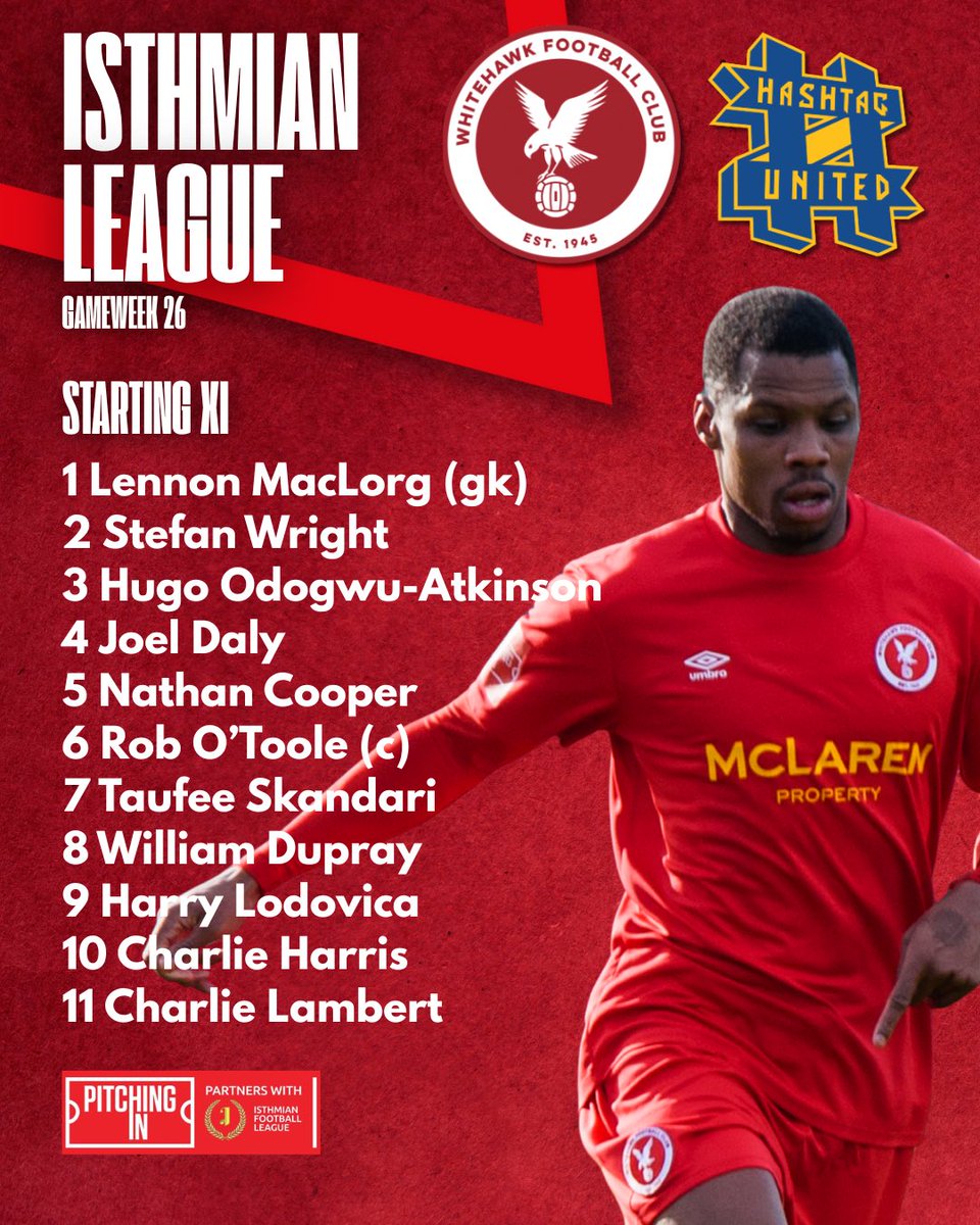 HawksFCOfficial's tweet photo. 𝐋𝐈𝐍𝐄 𝐔𝐏 📋

3️⃣ changes to the side that drew away at Carshalton laat weekend, with William Dupray, Charlie Harris and Charlie Lambert coming in for Grant Hall, Andrew Briggs and Destiny Ojo

#COYH 🦅 https://t.co/wlt9vgVWVg
