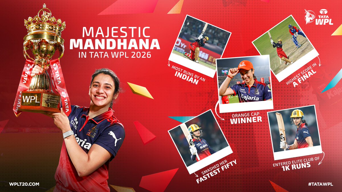 𝗠𝗮𝗷𝗲𝘀𝘁𝗶𝗰 𝗠𝗮𝗻𝗱𝗵𝗮𝗻𝗮 🫡

A fruitful season backed by some memorable moments 👏👏

#TATAWPL | #ClaimTheCrown | <a href="/RCBTweets/">Royal Challengers Bengaluru</a> | <a href="/mandhana_smriti/">Smriti Mandhana</a>