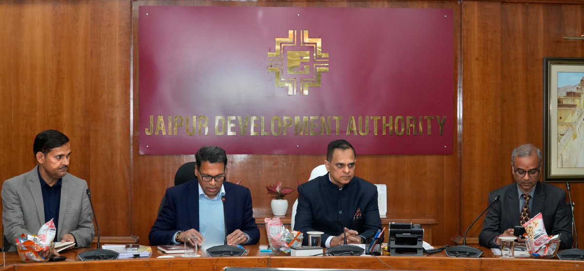 RHBGovOfficial's tweet photo. #Rajasthan’s City infrastructure projects must be completed on time with high quality to make our cities future-ready,” said Chief Secretary Shri V. Srinivas while chairing a high-level review meeting of the UDH. Easing congestion, affordable housing &amp; Green infra be on priority. https://t.co/ZzHZv2sr6p