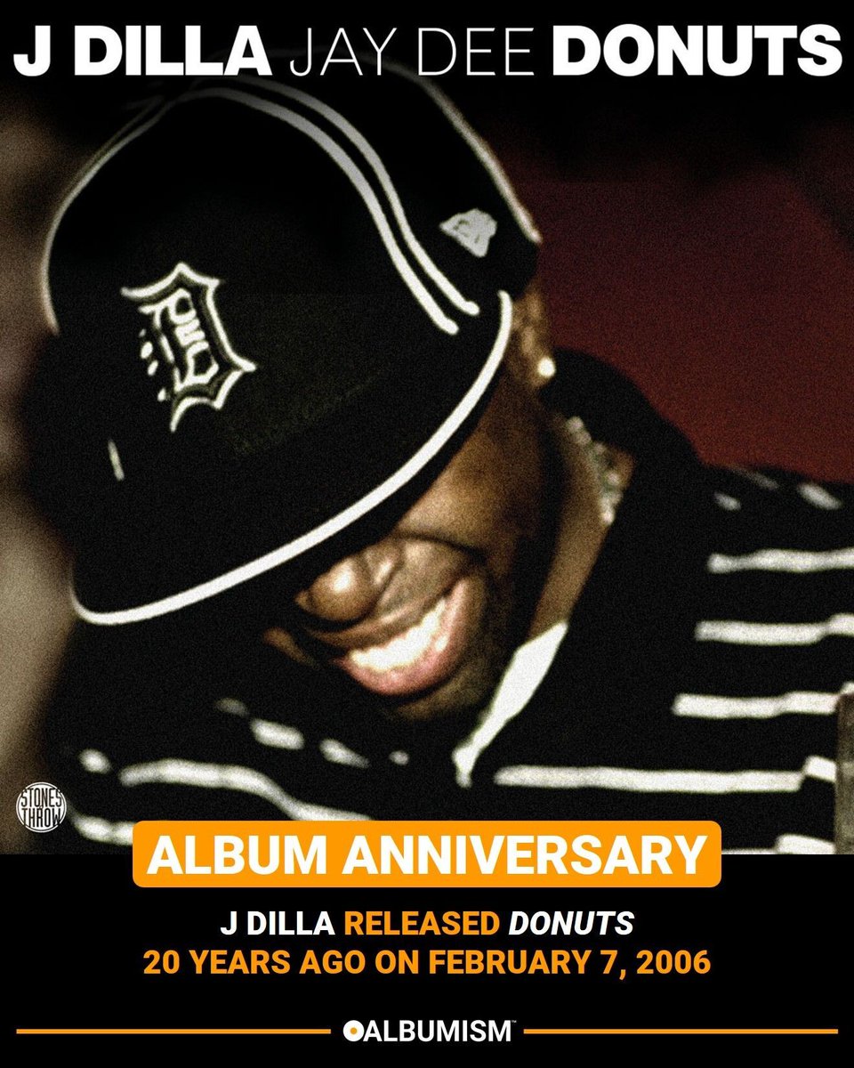 Happy 20th Anniversary to J Dilla's second studio album 'Donuts' originally released February 7, 2006 | Listen to the album here: album.ink/JDillaDonuts
