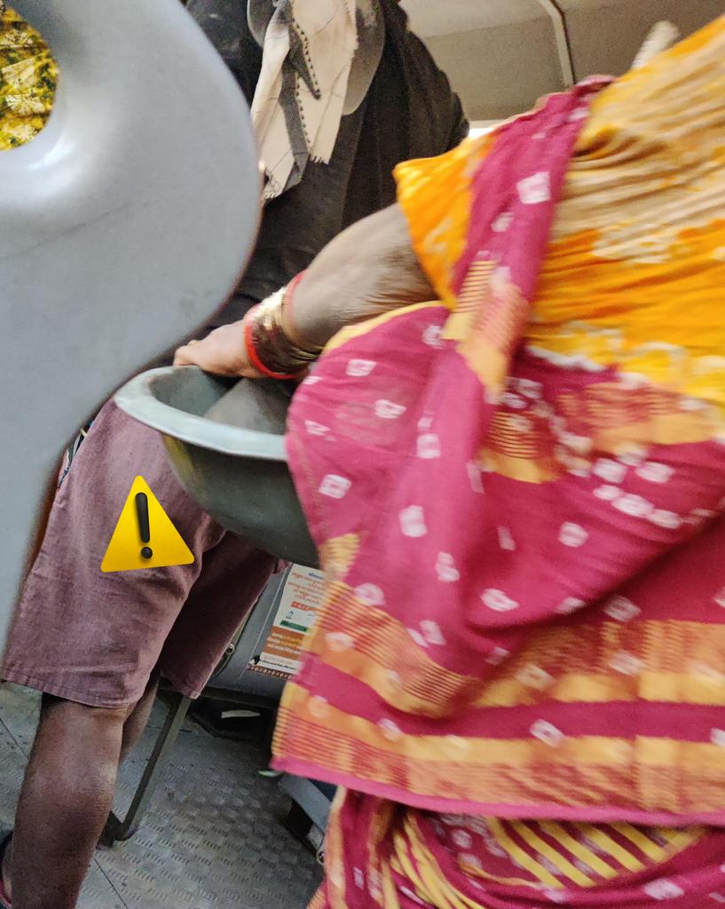 Mrunal__005's tweet photo. @CRUT_BBSR dear sir , kindly ban these people from carrying  construction equipment❗❗ in  public transport like amabus. They are endangering the co passenger. It can fatally hurt someone if it falls on them. 🙏 https://t.co/1h9z7HVMki