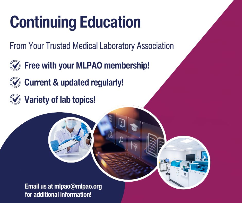 MLPAOnews's tweet photo. Invest in your growth —  MLPAO courses and webinars are included with your membership. Keep learning, keep advancing. #ContinuingEducation #MedLabONT https://t.co/XPO1ra2o46