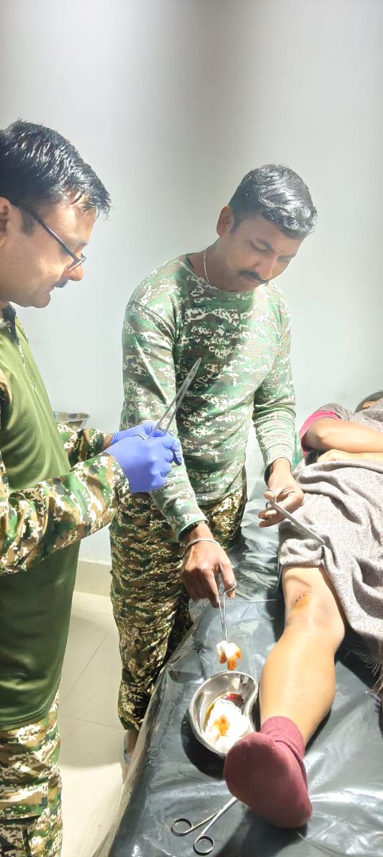 Commandant58Bn's tweet photo. On 07/02/25, a lady named Tengmoi (33 Yrs) w/o Nekyoy (9362902573) of Kangvai was brought to the 58 Bn Unit Hospital by her Husband with a Knee Injury, while working in the field for first aid.  Hospital staff provided first aid to her. They expressed their sincere gratitude. https://t.co/GejyhoISTw