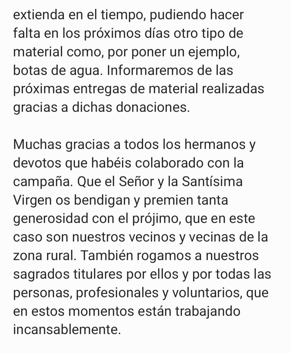 🟢 AYUDA AFECTADOS TEMPORAL

Anoche, tras la campaña de recogida realizada en nuestra sede, un grupo de hermanos en representación de toda la Hermandad hicieron entrega en Chapín de toda la ropa interior recogida para los niños y adultos afectados por las inundaciones.