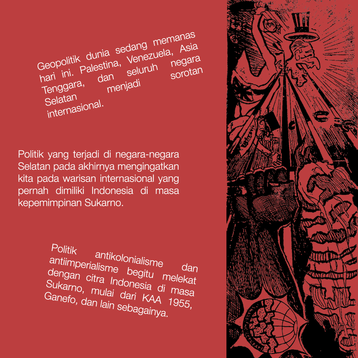 Dari Palestina menuju Venezuela, kita membuka kembali lembaran jejak semangat Bandung yang telah lama kita tinggalkan. Sila datang ke diskas kecil2an yang kami adakan secara sukarela. <a href="/njoto1965/">Julian Nainggolan</a> bersama saya akan mengulik warisan internasionalisme bangsa kita.