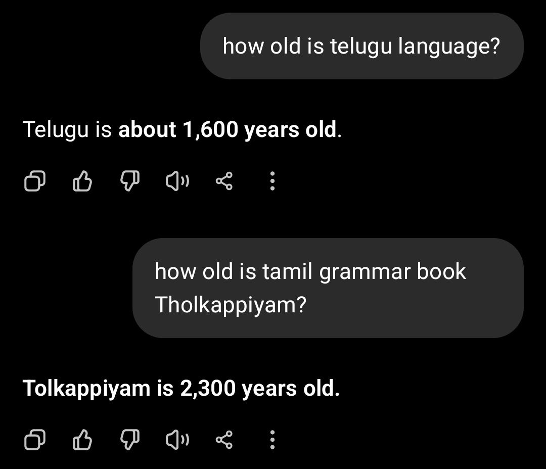 Tamil had grammar literature 700 years before Telugu even took shape  which means Tamil’s origin is so ancient, no one can confidently say when it was born ✋🤗