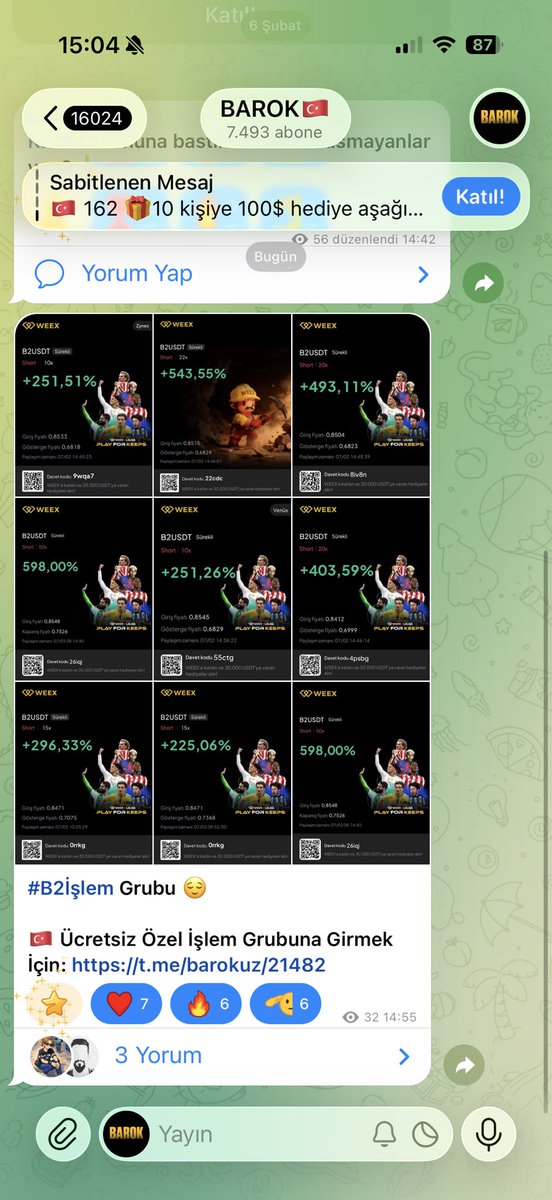 #B2İşlem Grubu 😌

Ücretsiz Telegram İşlem Grubuna Girmek İçin: t.me/barokuz