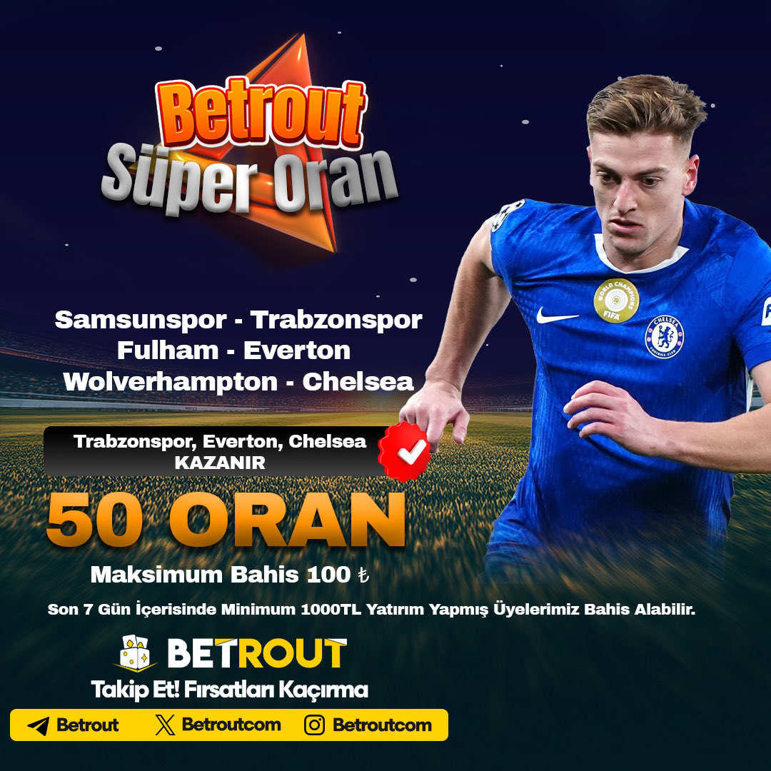 🤩 BETROUT SÜPER ORAN 🤩

🤩 Maksimum Bahis: 50 TL

📌 Son 7 Gün İçerisinde Minimum 1000TL Yatırım Yapmış Üyelerimiz Bahis Alabilir.

🎯 t2m/io.brgiris