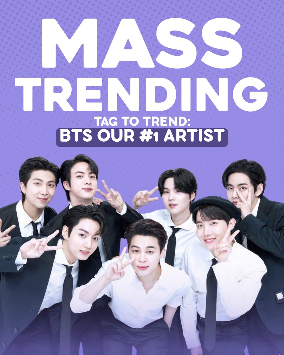 #️⃣ MASS TRENDING STARTS NOW!

It’s time to trend, ARMY! Final day. Final voting push. Let’s finish strong. 💪

🌎: BTS OUR #1 ARTIST