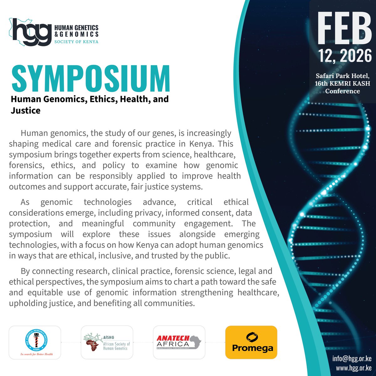 hgg_ke's tweet photo. Good science starts with listening.
Genomics must be people-centred, ethically grounded, and context-aware.
That’s the heart of the HGGSK Symposium at #KASH2026.
#HumanGenomics #EthicsInScience #AfricanResearch #HGGSK https://t.co/jnsvcgduiC