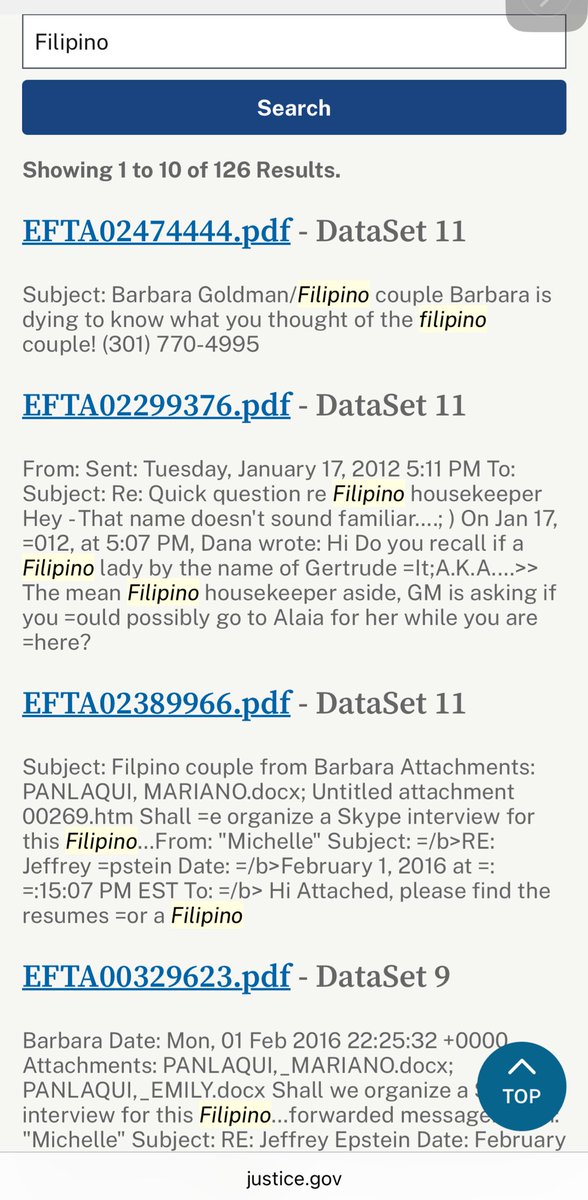 "Philippines" is mentioned 1,073 times in the Epstein files. "Filipino" is mentioned 126 times. Why? Jeffrey Epstein's household staff are Filipinos. These white men have outsourced the clean up of their mess to immigrants. So sick in so many levels! 🤮