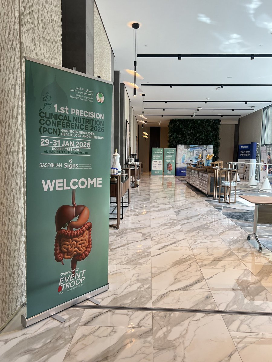 heba_asaad's tweet photo. Honored to participate in the 1st Precision Clinical Nutrition Conference 2026 at KFSH AlMadinah AlMunawarah. Insightful discussions on the future of personalized nutrition and its vital impact on pediatric gut health. https://t.co/gooq5wN5EC