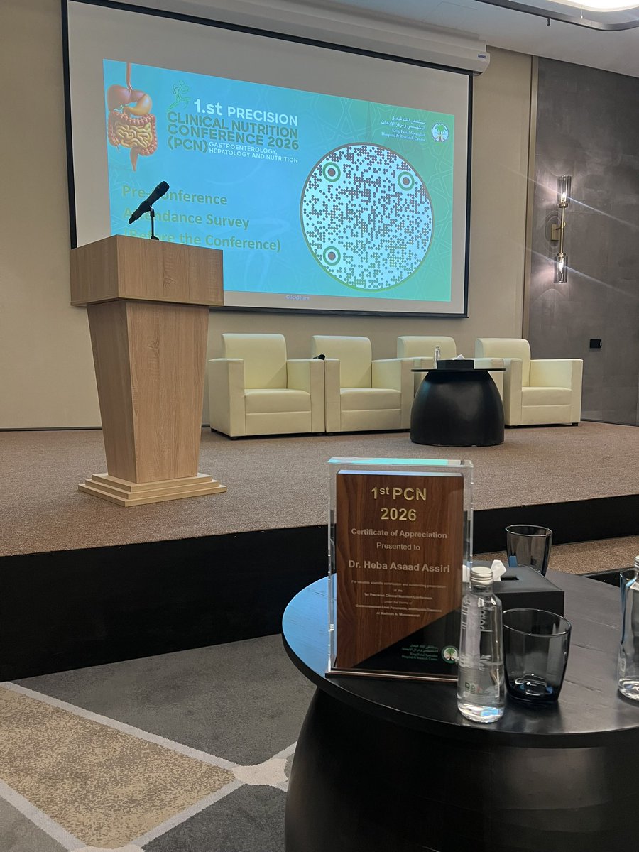 heba_asaad's tweet photo. Honored to participate in the 1st Precision Clinical Nutrition Conference 2026 at KFSH AlMadinah AlMunawarah. Insightful discussions on the future of personalized nutrition and its vital impact on pediatric gut health. https://t.co/gooq5wN5EC