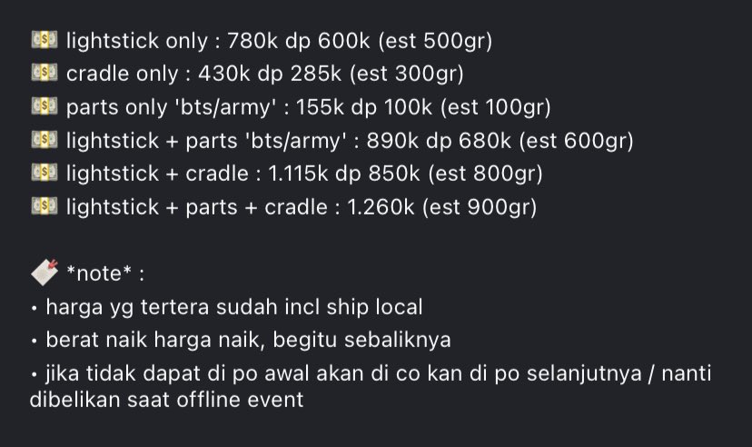 ifoundyou97's tweet photo. [OPEN PO] BTS LIGHT STICK VER.4 

✅harga yg tertera sudah incl ship local
✅ jika ada pob, akan dapat pob
✅ bersih ina 
🚫 no hit run / no cancel / no refund !! 

⚠️ order = harap bersabar yaa

📍BSD 

detail pricelist please check the pict ⬇️ https://t.co/nM2tv5NpOc