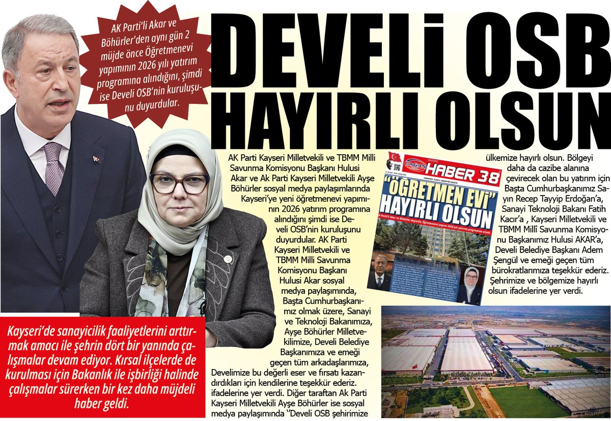 DEVELİ OSB HAYIRLI OLSUN kanal38.com.tr/develi-osb-hay…