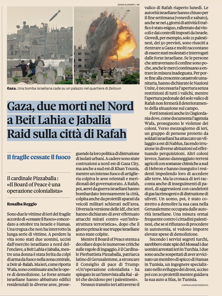 ItalianPolitics's tweet image. "#Gaza, due morti nel Nord a Beit Lahia e Jabalia.
Raid sulla città di Rafah": morti per mano di chi? Chi faceva volare droni e aerei su Rafah? Nulla nel titolo, dovete andare a cercare nel testo.
Il #Sole24Ore si aggiunge alla #scortamediatica che evita di disturbare #Israele.