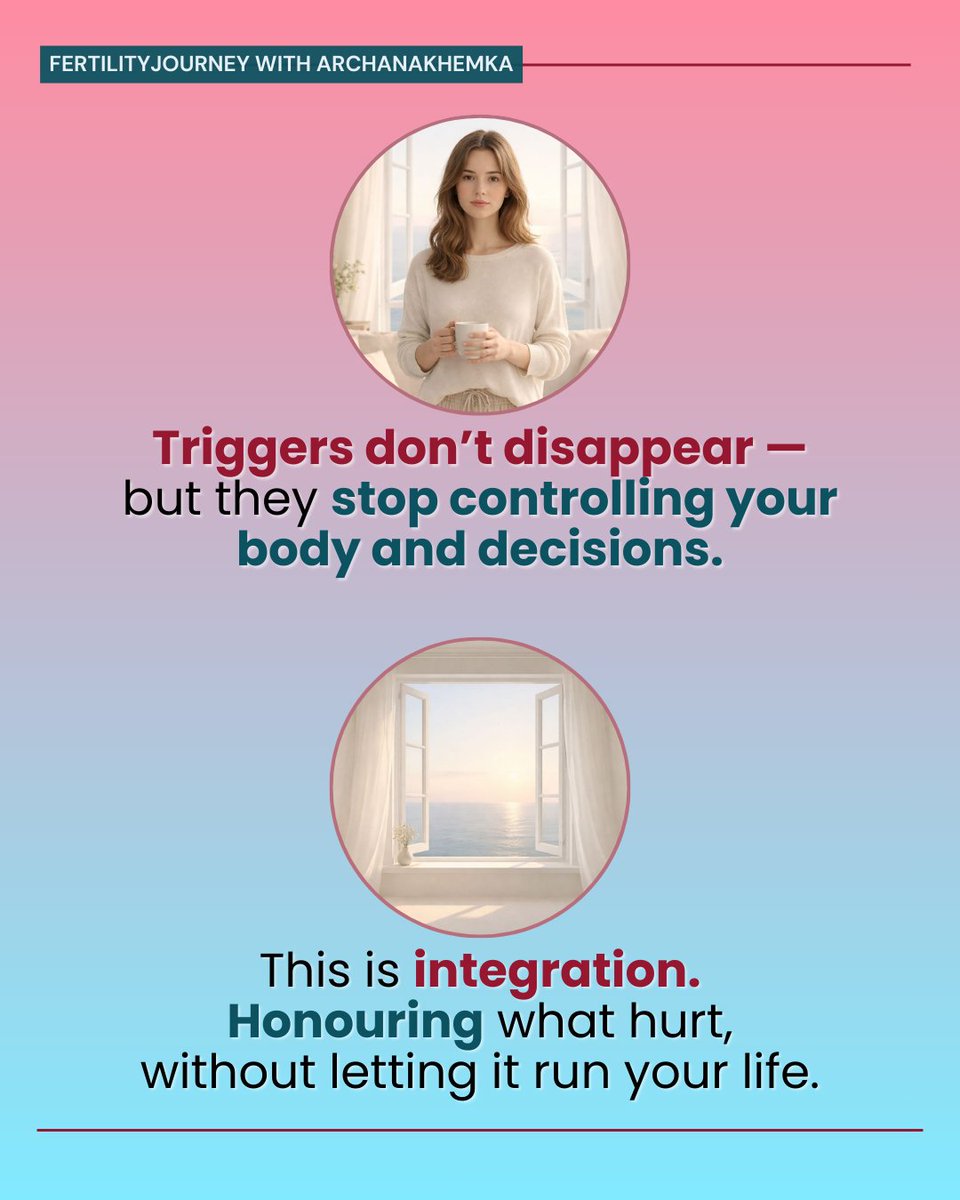 ArchanaKhemka99's tweet photo. On a fertility journey, healing isn’t forgetting.
It’s learning how to feel safe again.
That’s integration.
#fertilityjourney #ivf #ttc #emotionalhealing #infertilitysupport https://t.co/uKjYGkXRpb