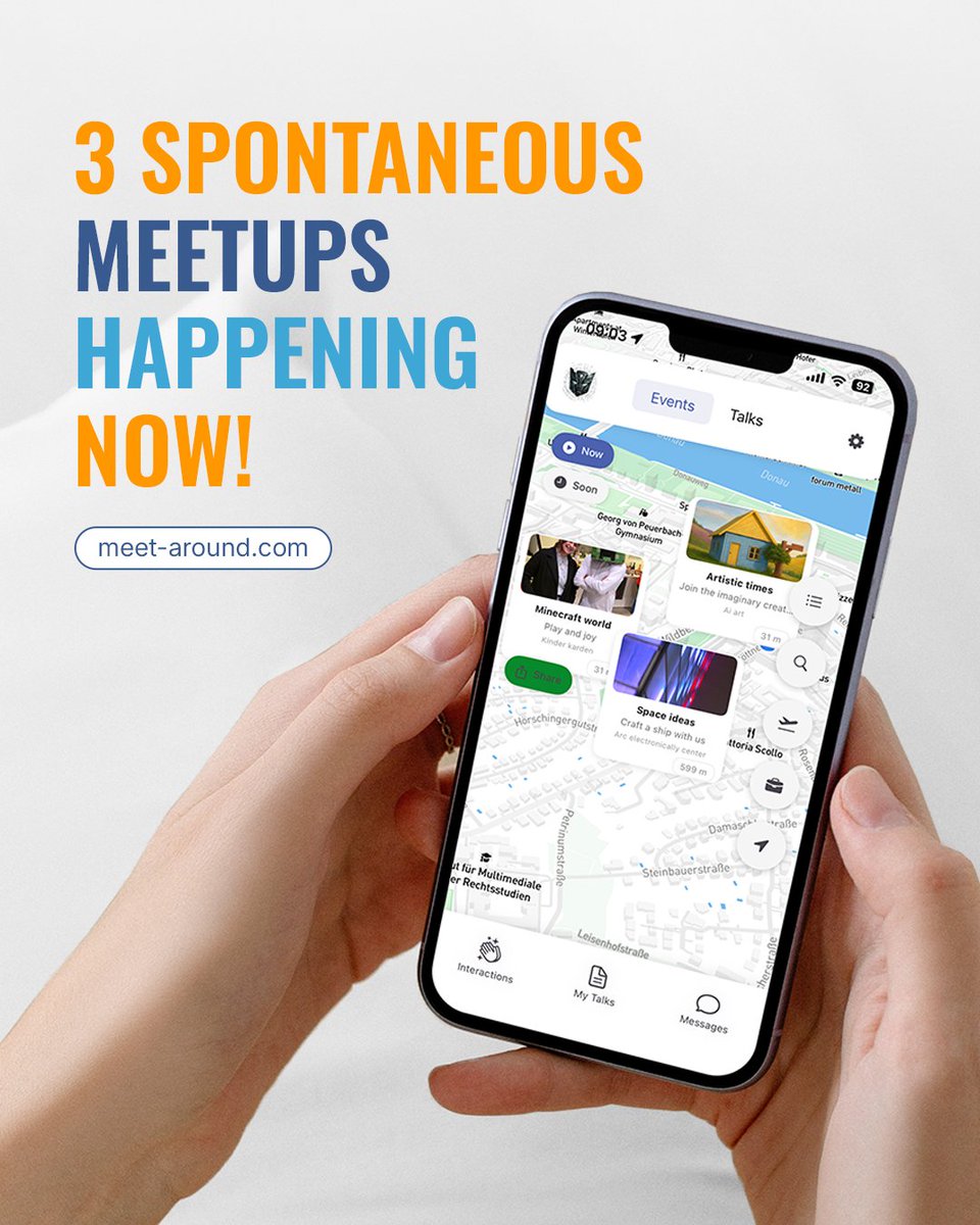 meetaroundapp's tweet photo. Experience Meet Around yourself. Meet people sharing the same activities as you and create new friendships.

Download the app today
Available for iOS and Android.
#spontaneousmeetups #meetnewpeople #localactivities #neighborhoodfun https://t.co/11jNAIMdcO