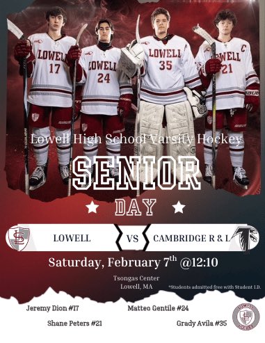 🚨🚨🚨Senior Day🚨🚨🚨
🆚: Cambridge Rindge and Latin School
⏰: 12:10 p.m.
🏟️: Tsongas Center at UMass Lowell
📍: Lowell, Mass.
🎟️: gofan.co/event/6018801
#makeyourbed