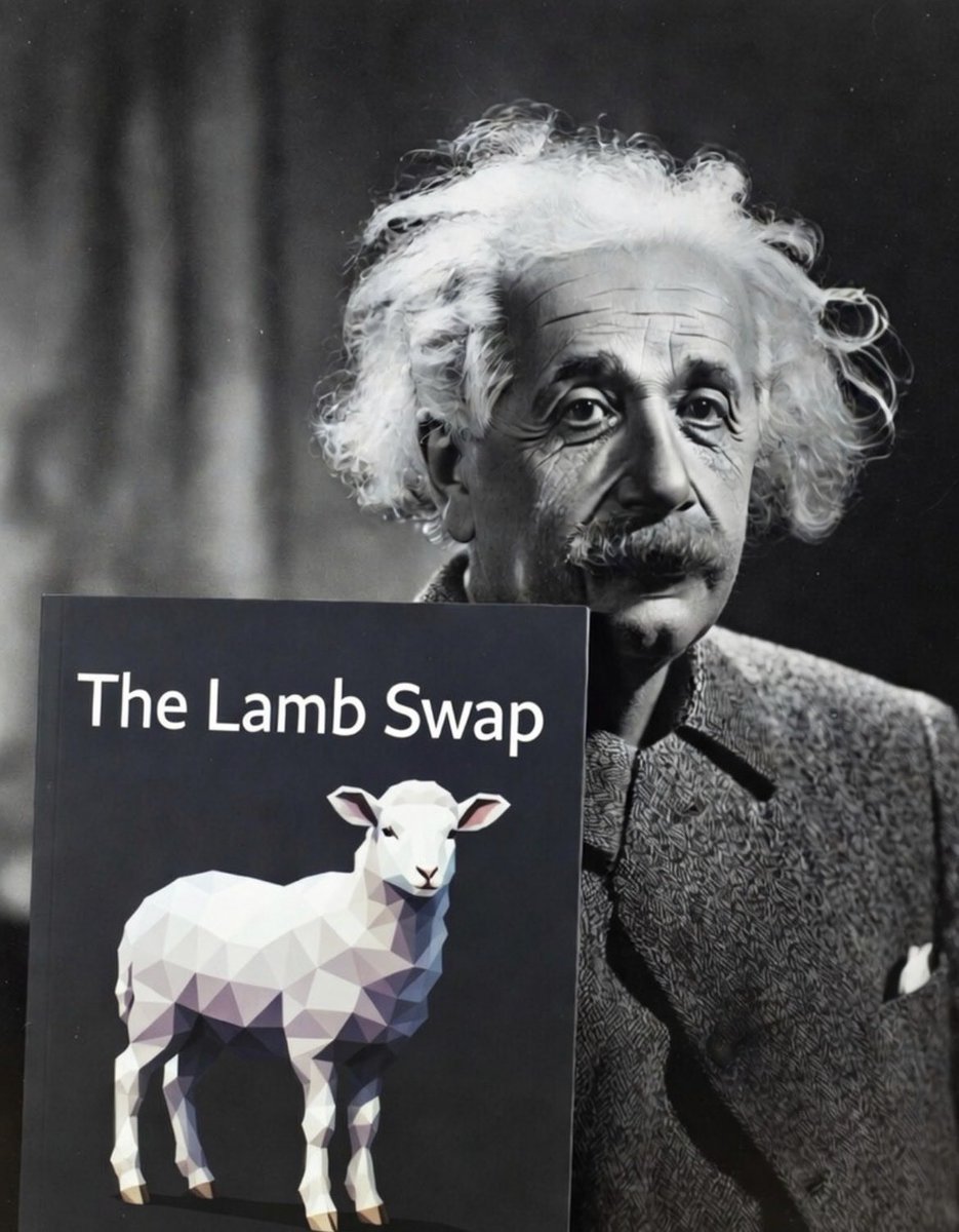 Markover40's tweet photo. The Lamb Swap - An Ordinary Guy’s Journey Through Faith &amp; Physics is a memoir style look into Christianity and Physics. What would Mr. Einstein think?  #TheLambSwap #FaithAndPhysics https://t.co/oDINRrUzi8