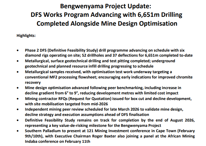 DVSignals's tweet image. $SPD.AX #PALLADIUM #PLATINUM #RHODIUM

Market shaved ~15% off the stock this week, where the company basically reported: project advancing, balance sheet funded, regulatory path clearing...

Bengwenyama continues to tick the boxes that matter: feasibility work progressing, UG2