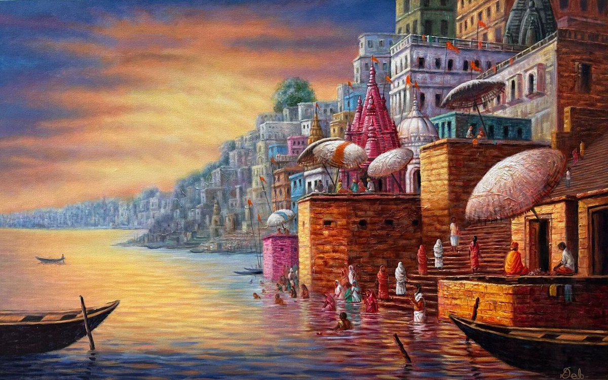 Lose yourself in the luminous charm of India’s spiritual heart with Debashish Rao’s "Banaras“ painting

Message us for more information!
WhatsApp: +91 9819187697 - Bhavya Gala
Email: bhavya@rhythmartgallery.com

#rhythmartgallery #BanarasArt #Debashish #VaranasiGhats #IndianArt
