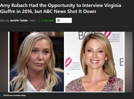 GeauxGabrielle's tweet image. REMEMBER: Amy Robach at ABC News was caught on HOT MIC ON AIR saying she was the FIRST person to break the Jeffrey Epstein story and Virginia Guiffre came to her FIRST. They interviewed her for years and verified ALL sources. But she said ABC said it was "a stupid story" and…