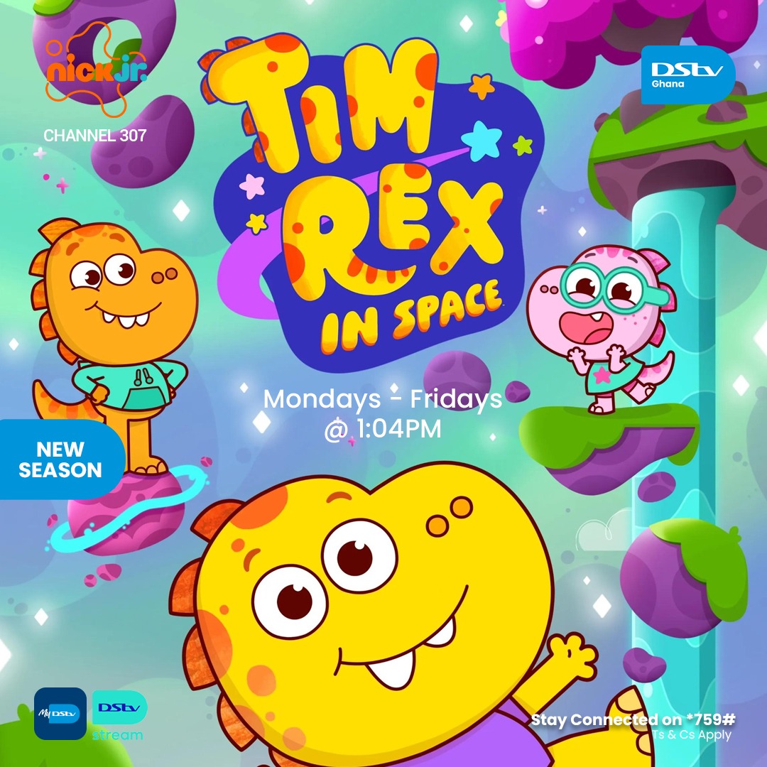 DStv_Ghana's tweet image. Weekday fun for the little ones! 🥰 🚀
Catch the brand new season of Tim Rex in Space every Monday to Friday at 1:04 PM on Nick Jr. Ch. 307.
TV taken? No worries — let the kids stream via #DStvStream on their mobile devices!