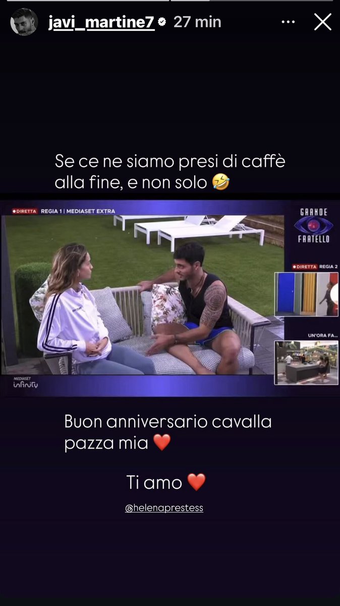Non poteva mancare Javi e il suo "TI AMO ❤️".
#1annohelevier