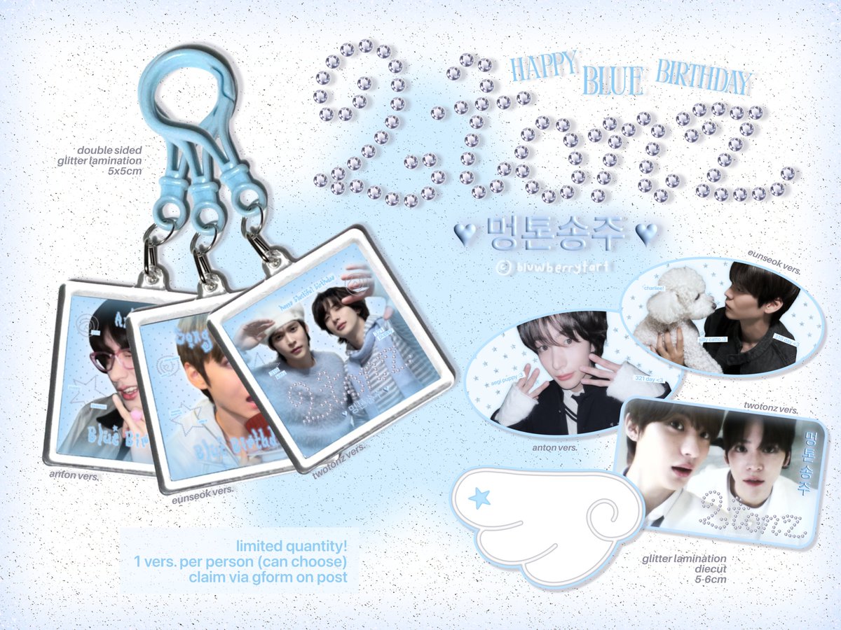 💭 𝙏𝙒𝙊𝙏𝙊𝙉𝙕 Bluetiful Birthday 🩵🪽
[ #eunseok and #anton birthday kit giveaway ] by <a href="/bluwberrytart/">ؘ ‎</a> 

📥 how to claim ?
ʚ rt &amp; like this post and the post below (following me is optional :3)
ʚ fill the form! (open until tba!) 

🔗 forms.gle/HKGJrfu41CWDoS…
