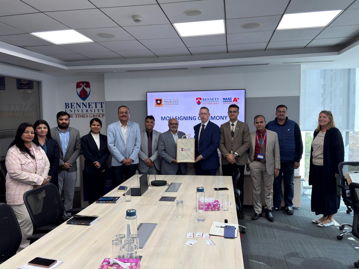 bennettuniv's tweet image. Bennett University welcomed a delegation from the University of Waikato, New Zealand, marking the signing of a 2+2 Articulation Agreement in Business Management &amp;amp; CSE—opening new global pathways for students. 

#BennettUniversity #GlobalPartnerships #StudyAbroad