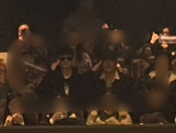 this pic of jinhwan, junhoe, bobby &amp; chanwoo on stage while the current military line, yunhyeong &amp; donghyuk in the crowds with salute pose🫡 awww my 6/6 iKON 🥹🥹🤍🤍🤍