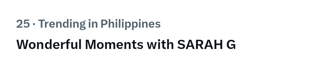 We're up 5 spots. 🙌🏼 😅

Wonderful Moments with SARAH G 
#SarahGeronimo