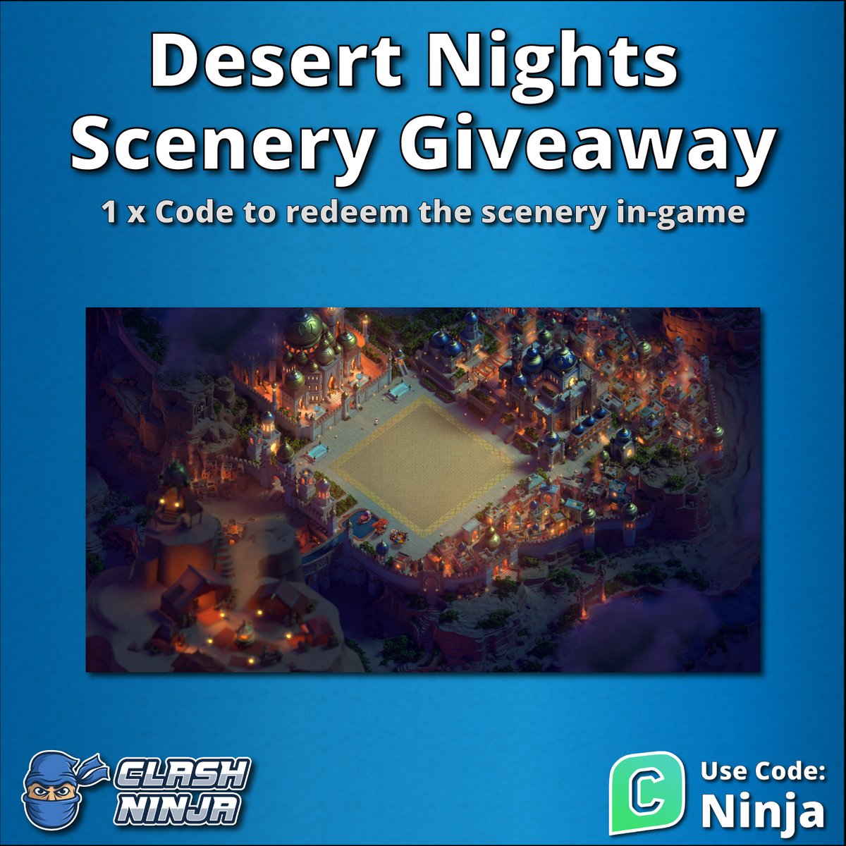 Desert Nights Scenery Giveaway!

1 x Scenery code

To Enter: 
✅Follow <a href="/ClashDotNinja/">Clash Ninja</a>
✅Retweet this tweet

Optional:
Subscribe to youtube.com/c/clashninja

Winner announced after 12:00 UTC 9th February 2026

#ClashofClans #GiftedBySupercell