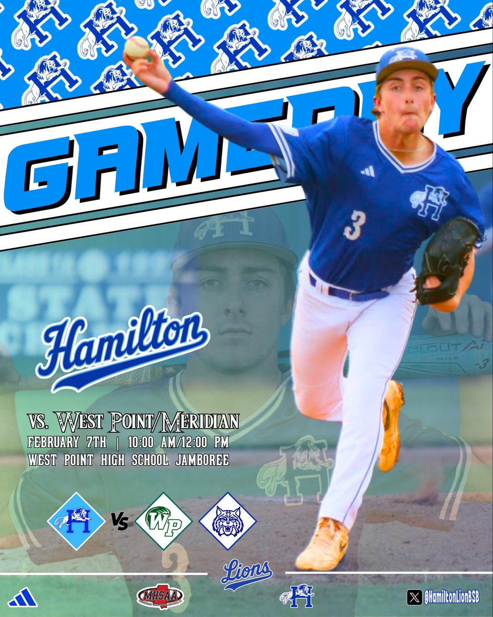 HamiltonLionBSB's tweet image. 🚨 OPENING DAY 🎉 
ℹ️ West Point Jamboree 
🆚 West Point Green Wave | Meridian Wildcats
📍West Point, MS
🏟️ West Point High School 
🌥️ Mostly Cloudy| 70°
🕙 10:00 | 12:00
📱 web.gc.com/teams/R229ndwn…